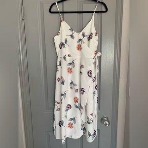 White and Floral Wrap Dress